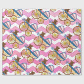 Papier Cadeau Motif de transport de bébé Chevron rose (Plat)