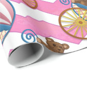 Papier Cadeau Motif de transport de bébé Chevron rose (Coin rond)