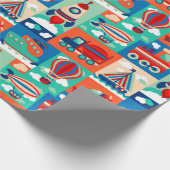 Papier Cadeau Motif de transport mignon (Coin)