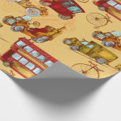 Papier Cadeau Motif de transport Steampunk (Coin)