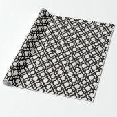 Papier Cadeau Motif de treillis en quatrefeuilles noir marocain (Déroulé)