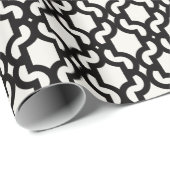 Papier Cadeau Motif de treillis en quatrefeuilles noir marocain (Coin rond)
