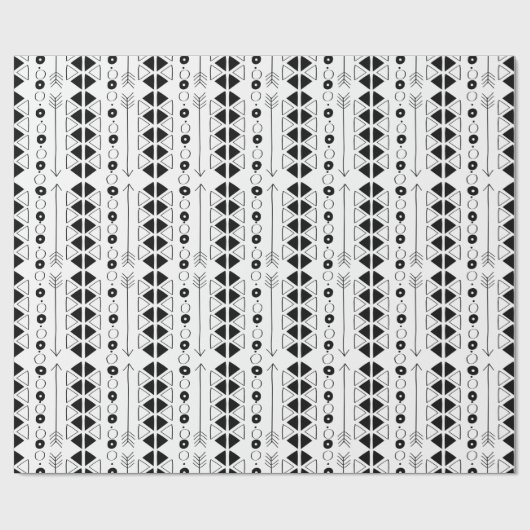 Papier Cadeau Motif de triangle Abstrait noir et blanc (Plat)