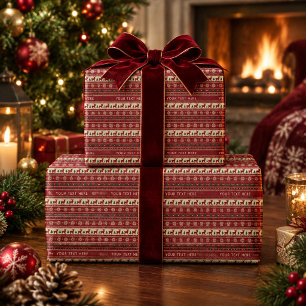 Papier Cadeau Motif de tricot Fair Isle de vacances en texte per