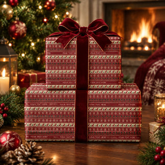 Papier Cadeau Motif de tricot Fair Isle de vacances en texte per