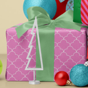 Papier Cadeau Motif de tuile blanche et rose bonbon