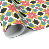 Papier Cadeau Motif de tuiles de croix rouge romane médiéval (Coin rond)