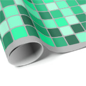 Papier Cadeau Motif de tuiles de verts/sarcelles d'hiver (Coin rond)