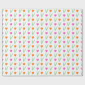 Papier Cadeau Motif de tulipe rose et orange chaud (Plat)