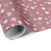 Papier Cadeau Motif de tulipe rose simple et doux, variation de  (Coin rond)