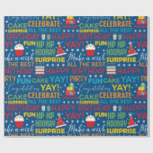 Papier Cadeau Motif de typographie de fête d'anniversaire surpri (Plat)
