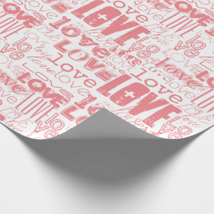Papier Cadeau Motif de typographie rose moderne mignon d'amour