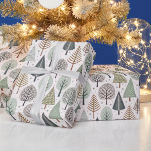 Papier Cadeau Motif de vacances d'arbre de Noël gribouillé paste