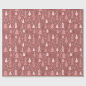 Papier Cadeau Motif de vacances d'arbre de Noël gribouillé rose (Plat)