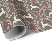 Papier Cadeau Motif de vacances Rustique Leaping Deer (Coin rond)
