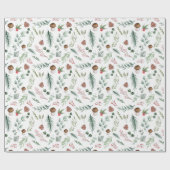 Papier Cadeau Motif de vacances vert sauge (Plat)