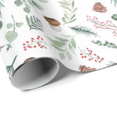 Papier Cadeau Motif de vacances vert sauge (Coin rond)