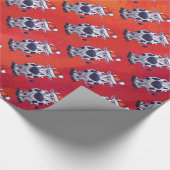 Papier Cadeau Motif de vache de Noël sur Red Field (Coin)