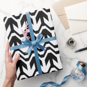 Papier Cadeau Motif de vague bidirectionnel noir et blanc