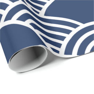 Papier Cadeau Motif de vague japonaise bleu marine sans couture