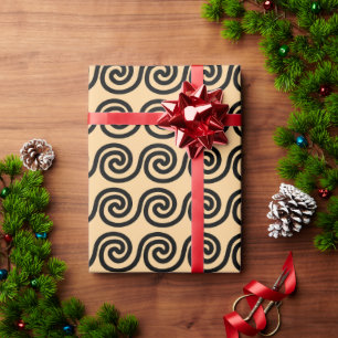 Papier Cadeau Motif de vagues de clé Méandre grec marron