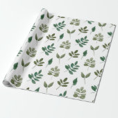 Papier Cadeau Motif de verdure aquarelle. Feuillage botanique (Déroulé)