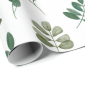 Papier Cadeau Motif de verdure aquarelle. Feuillage botanique (Coin rond)
