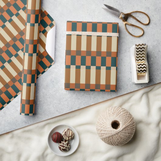 Papier Cadeau Motif de vérification géométrique en Citrouille d' (Artisanat)