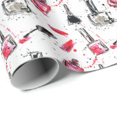 Papier Cadeau Motif de vernis à ongles d'aquarelle (Coin rond)