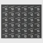 Papier Cadeau Motif de visage de fantôme d'Halloween noir et bla (Plat)