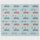 Papier Cadeau Motif de voitures de course Retro (Plat)