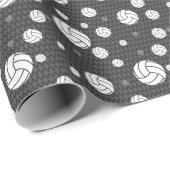 Papier Cadeau Motif de volley-ball gris et blanc (Coin rond)