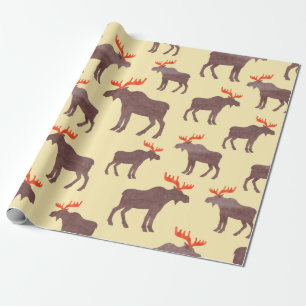 Papier Cadeau Motif de wapitis sans couture. Aquarelle vintage