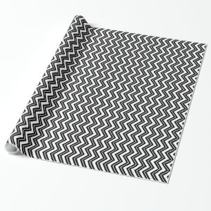 Papier Cadeau Motif de zigzag noir et blanc de Chevron