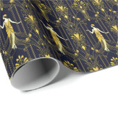 Papier Cadeau Motif décoratif Gabsy or et noir (Coin rond)