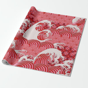 Papier Cadeau Motif décoratif sans couture avec vagues en chinoi