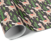 Papier Cadeau Motif décoré mignon de lamas (Coin rond)