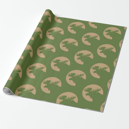 Papier Cadeau Motif d'élan rustique (Déroulé)