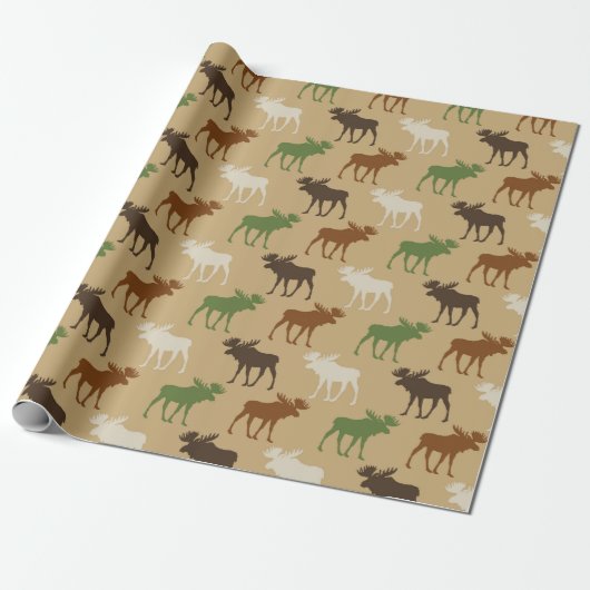 Papier Cadeau Motif d'élan rustique (Déroulé)