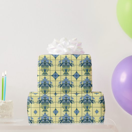 Papier Cadeau Motif Delft Tile (Cadeaux de fête)