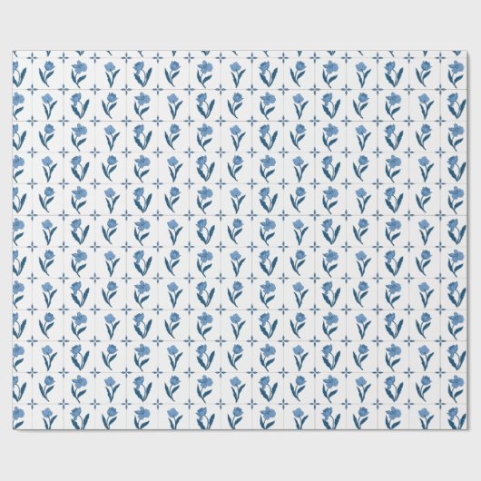 Papier Cadeau Motif Delft Tile (Plat)