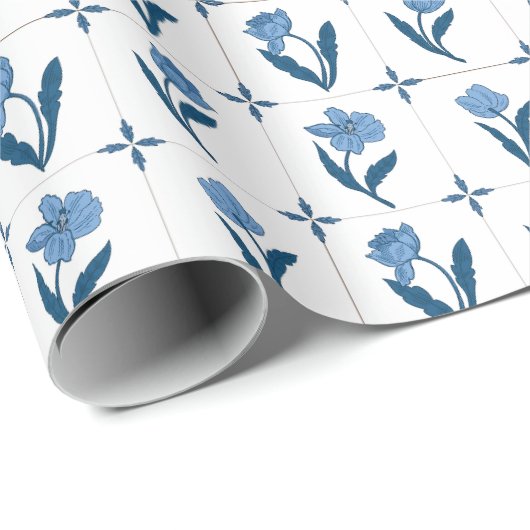 Papier Cadeau Motif Delft Tile (Coin rond)