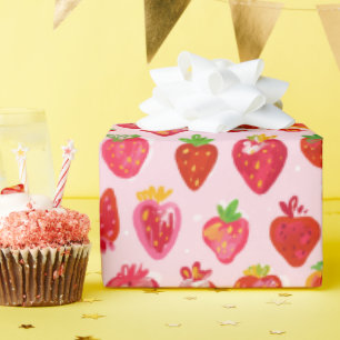 Papier Cadeau Motif Délice de Fraises