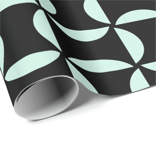 Papier Cadeau Motif demi-cercle vert à la menthe (Coin rond)