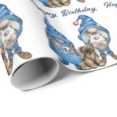 Papier Cadeau Motif Denim Gnomes (Coin rond)