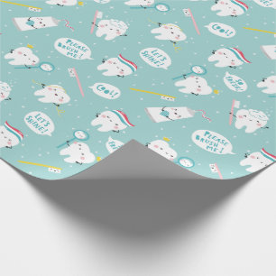 Papier Cadeau Motif dentaire mignon bleu Brosse tes dents