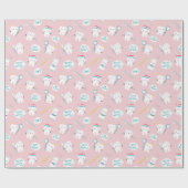Papier Cadeau Motif dentaire mignon rose Brosse tes dents (Plat)
