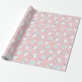 Papier Cadeau Motif dentaire mignon rose Brosse tes dents (Déroulé)