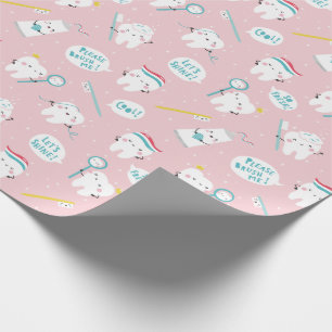 Papier Cadeau Motif dentaire mignon rose Brosse tes dents