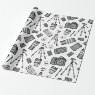 Papier Cadeau Motif d'équipement de photographie vintage